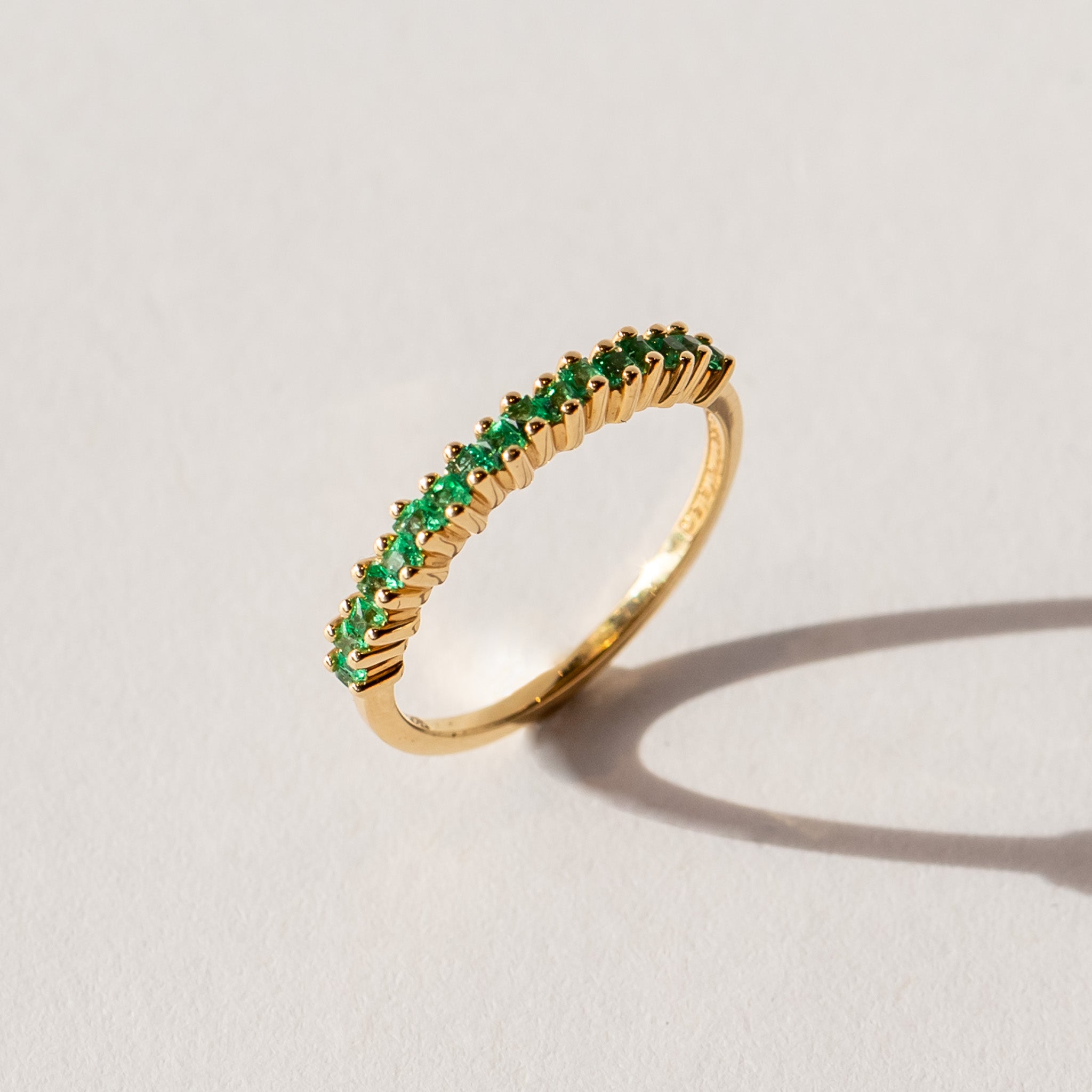 Suzanne Kalan | 18k Princess Cut Emerald Mini Half Band