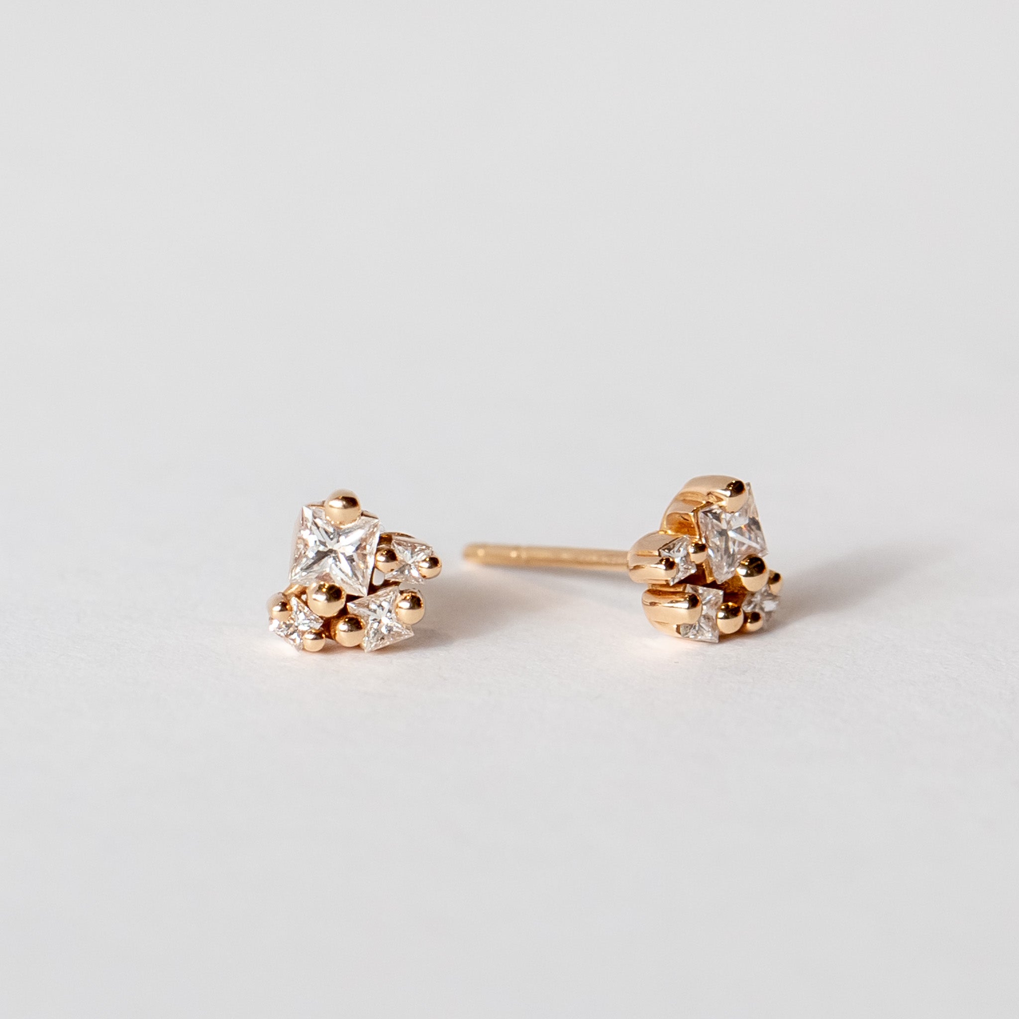 Suzanne Kalan | 18k Princess Cut Diamond Cluster Stud Earrings