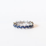 Suzanne Kalan | 18k Princess Midi Dark Blue Sapphire Eternity Band
