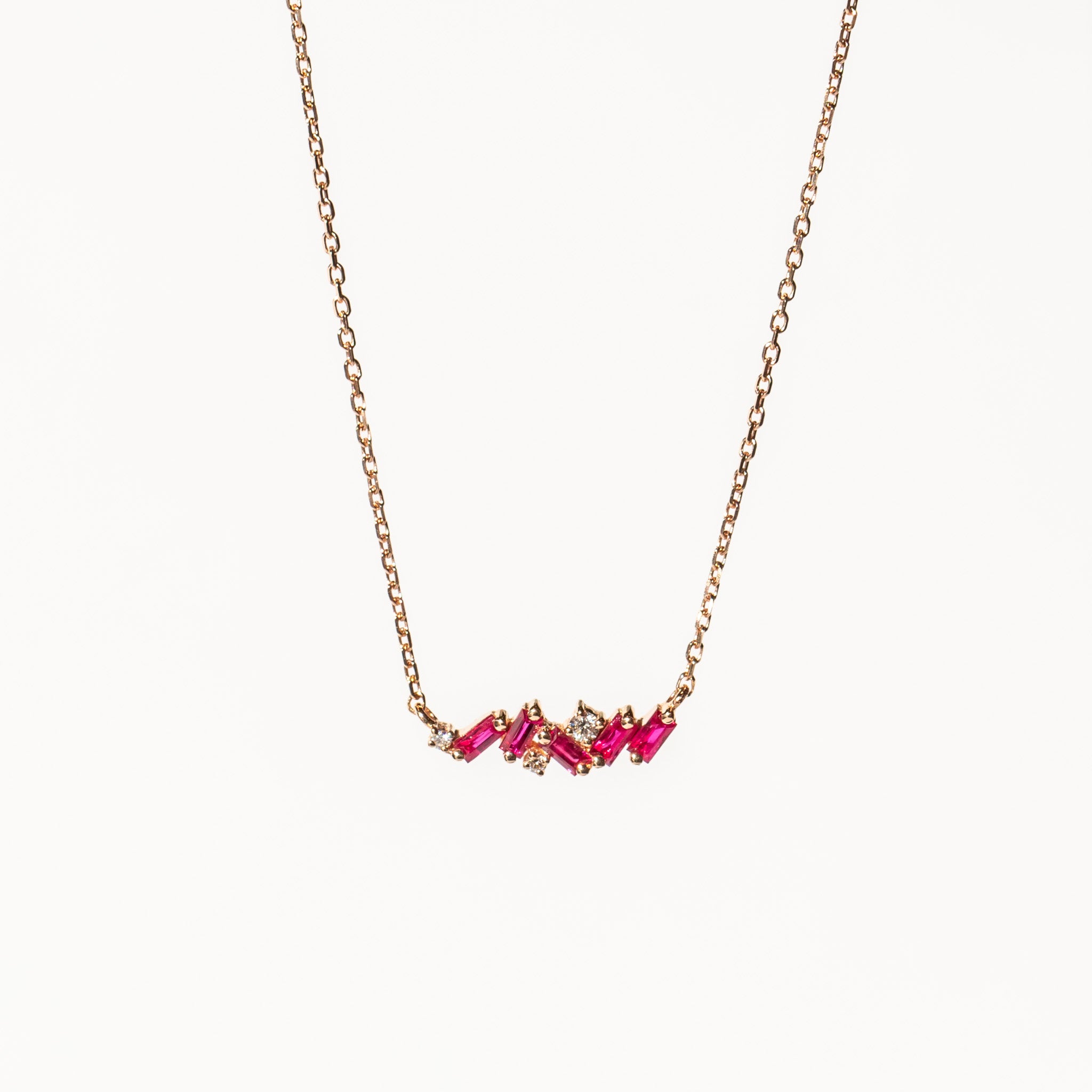 Suzanne Kalan | 18k Frenzy Ruby and Diamond Bar Necklace