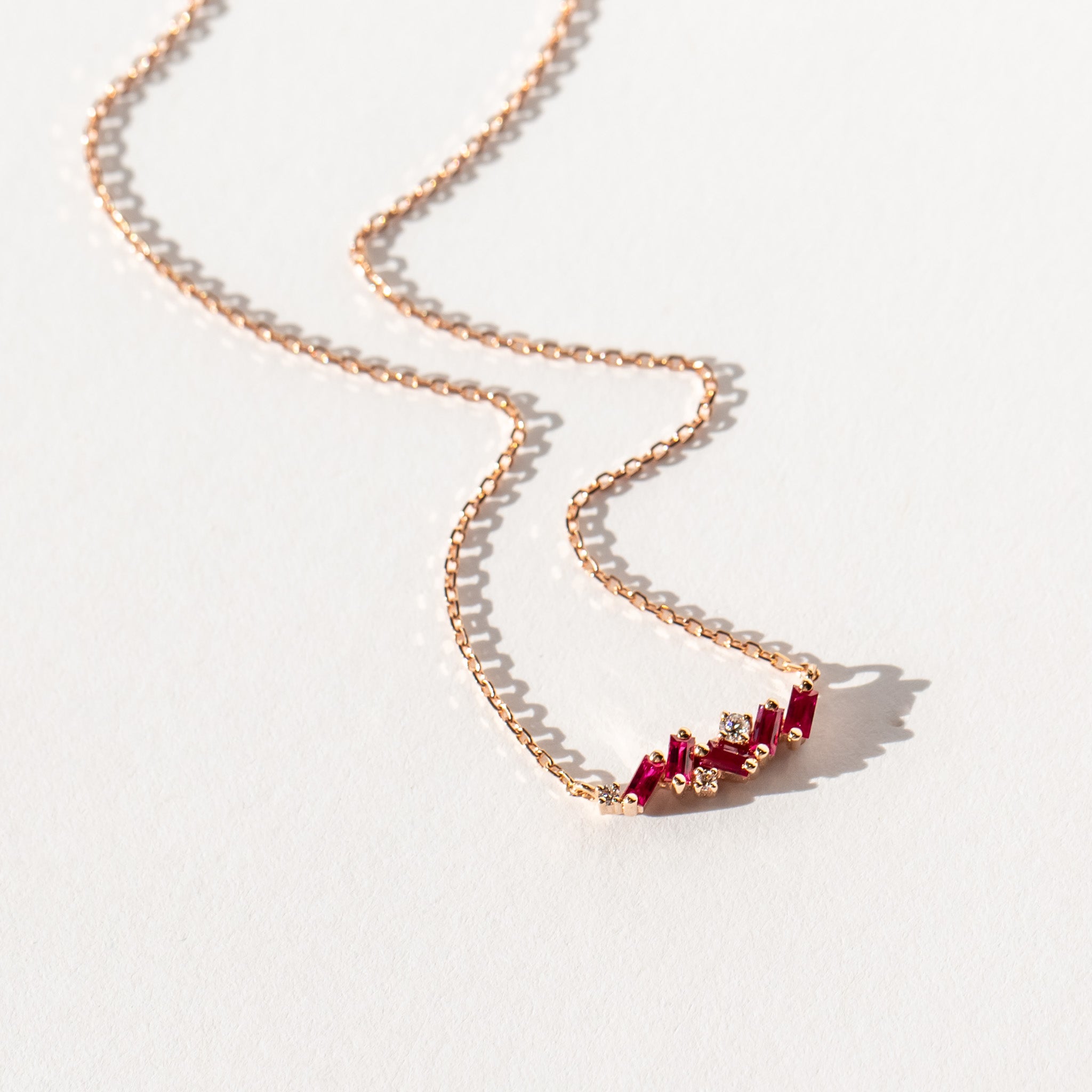 Suzanne Kalan | 18k Frenzy Ruby and Diamond Bar Necklace
