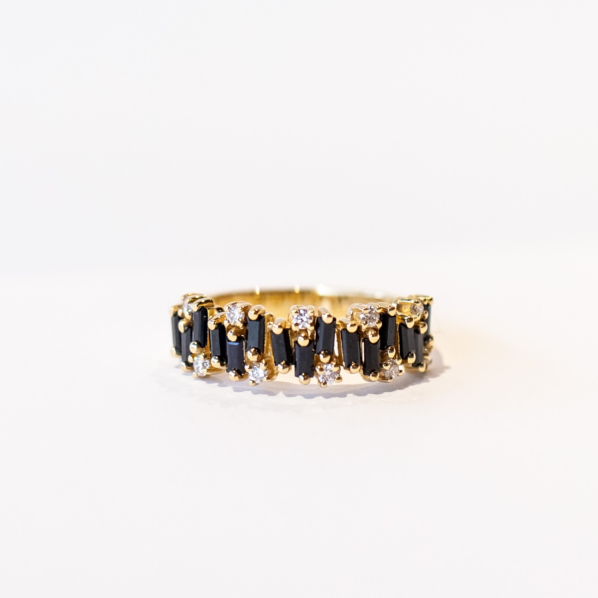 Suzanne Kalan | 18k Shimmer Black Sapphire and Diamond Half Eternity Band