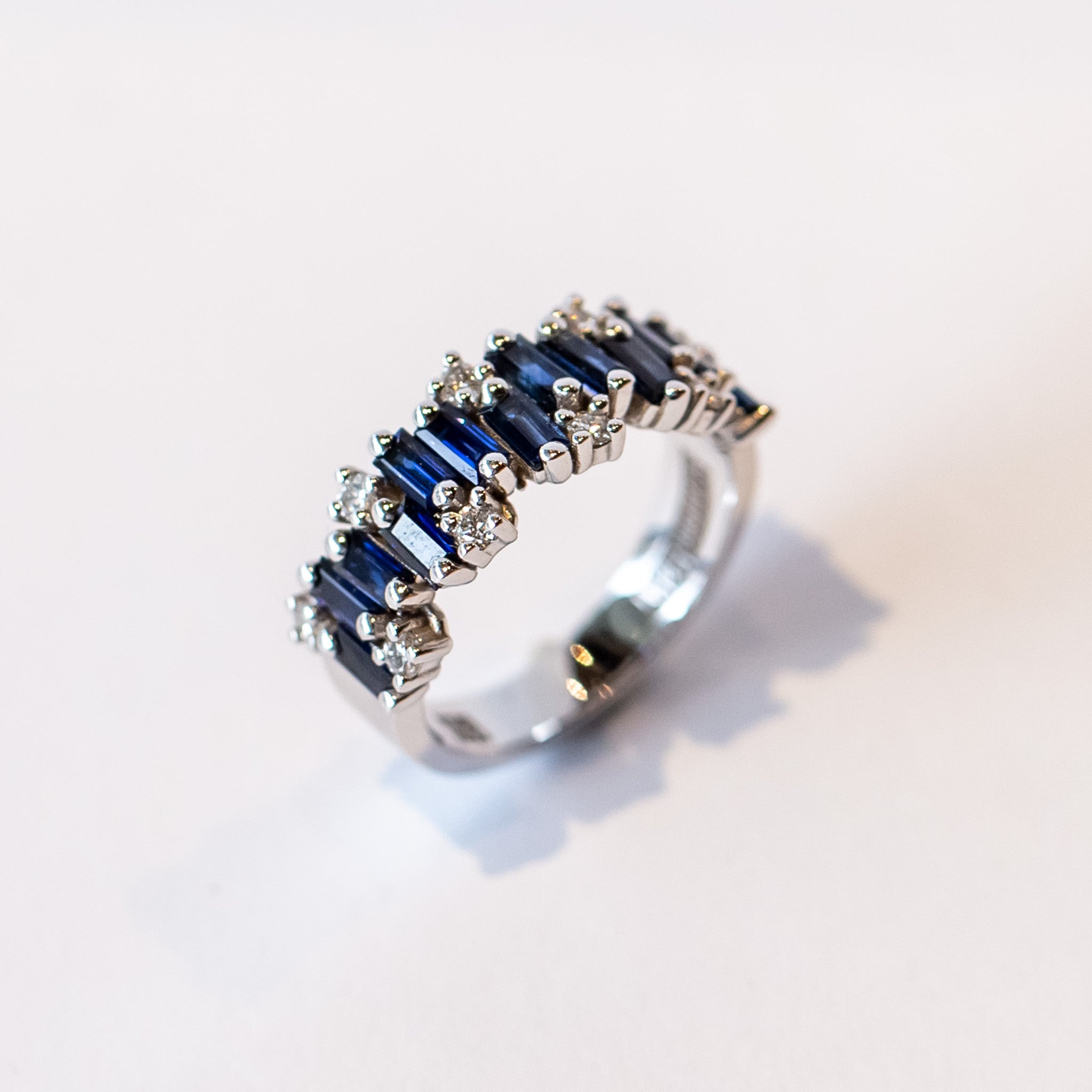 Suzanne Kalan | 18k Blue Sapphire and Diamond Half Eternity Band