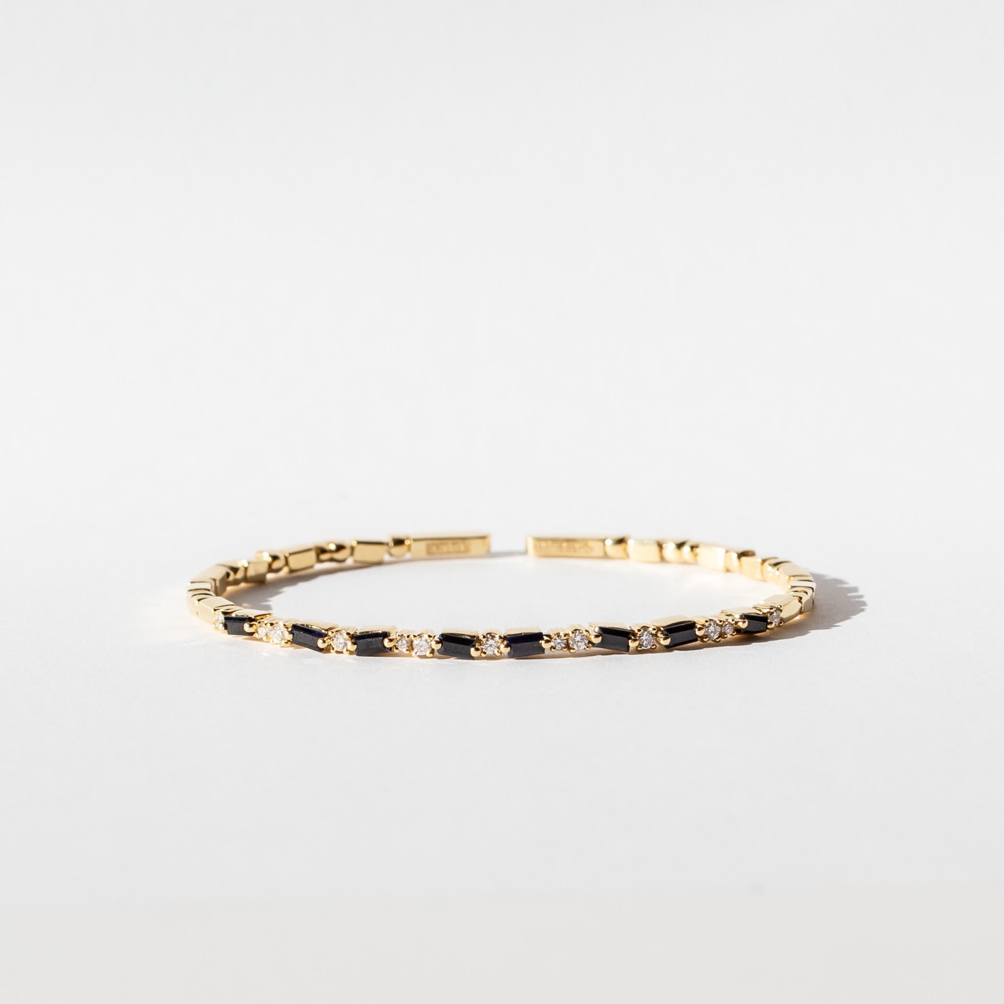 Suzanne Kalan | 18k Thin Mix Black Sapphire and Diamond Bangle