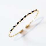 Suzanne Kalan | 18k Thin Mix Black Sapphire and Diamond Bangle