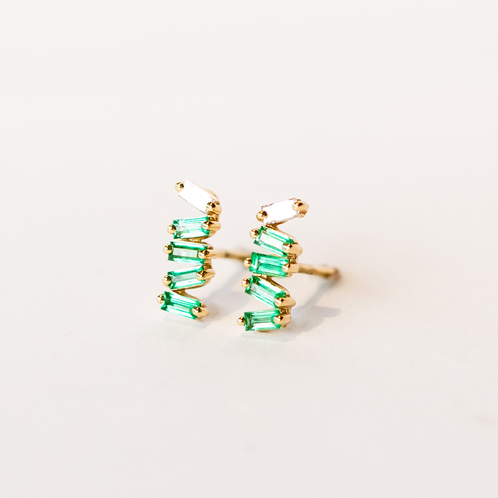 Suzanne Kalan | 18k Bold Baguette Emerald Stud Earrings