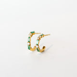 Suzanne Kalan | 18k Emerald Thin Mix Stud Hoop Earrings