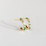 Suzanne Kalan | 18k Emerald Thin Mix Stud Hoop Earrings