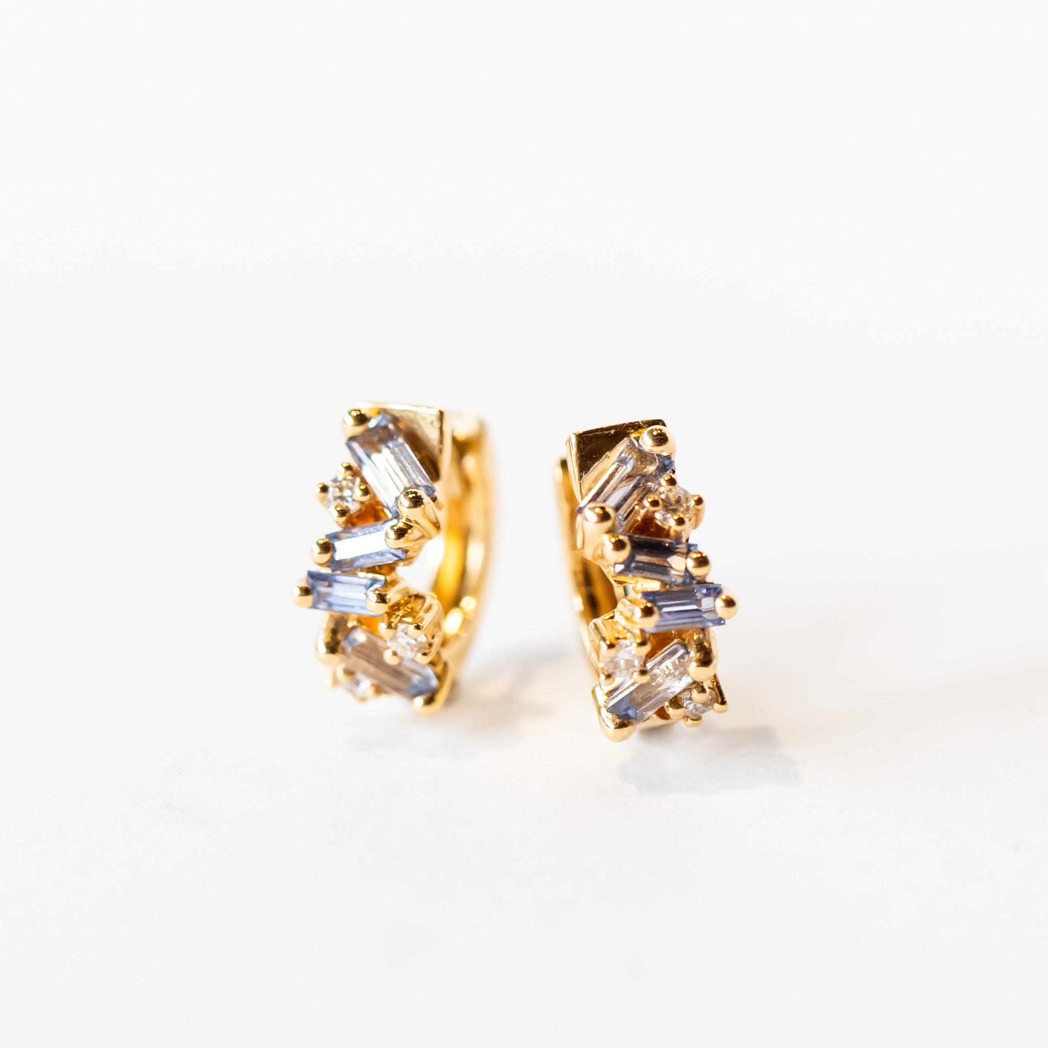 Suzanne Kalan | 18k Frenzy Light Blue Sapphire Huggie Earrings