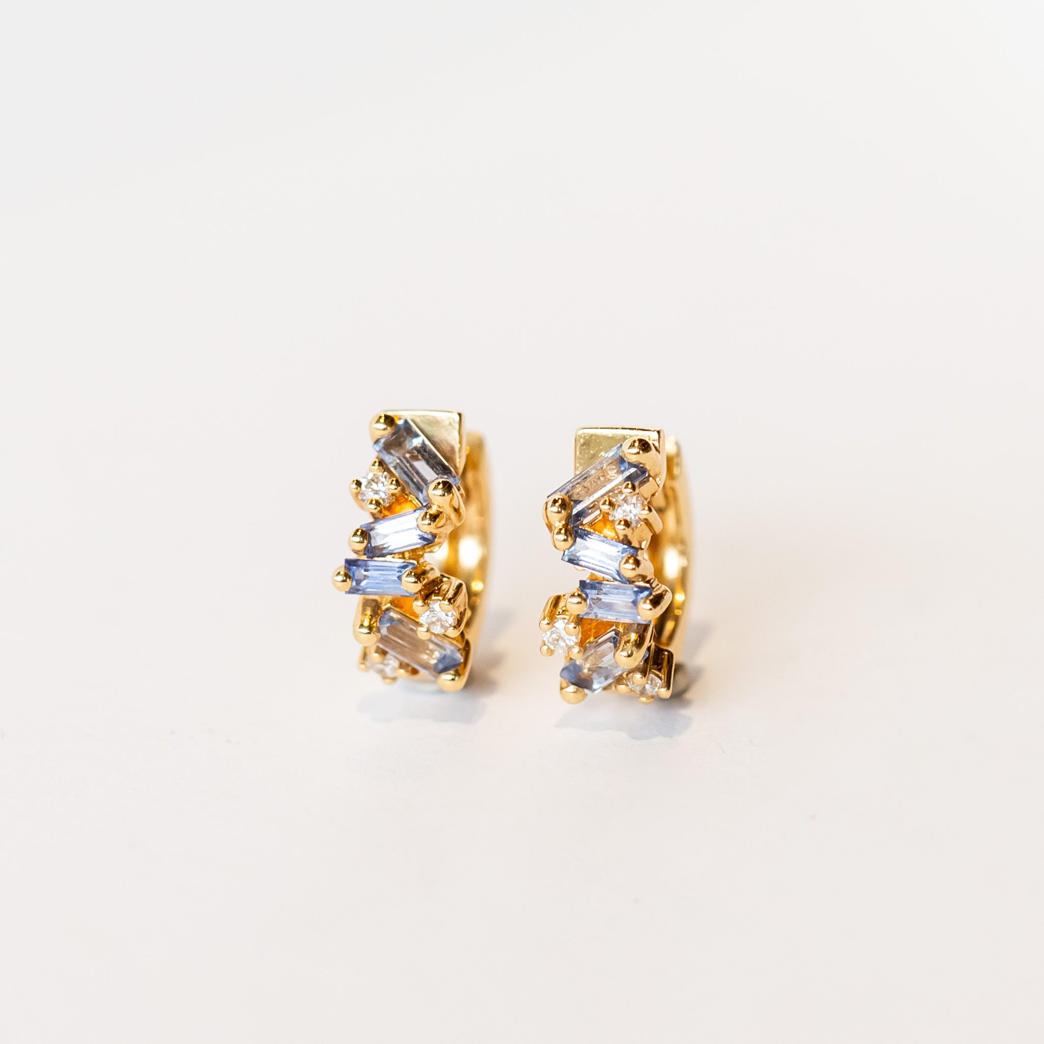 Suzanne Kalan | 18k Frenzy Light Blue Sapphire Huggie Earrings