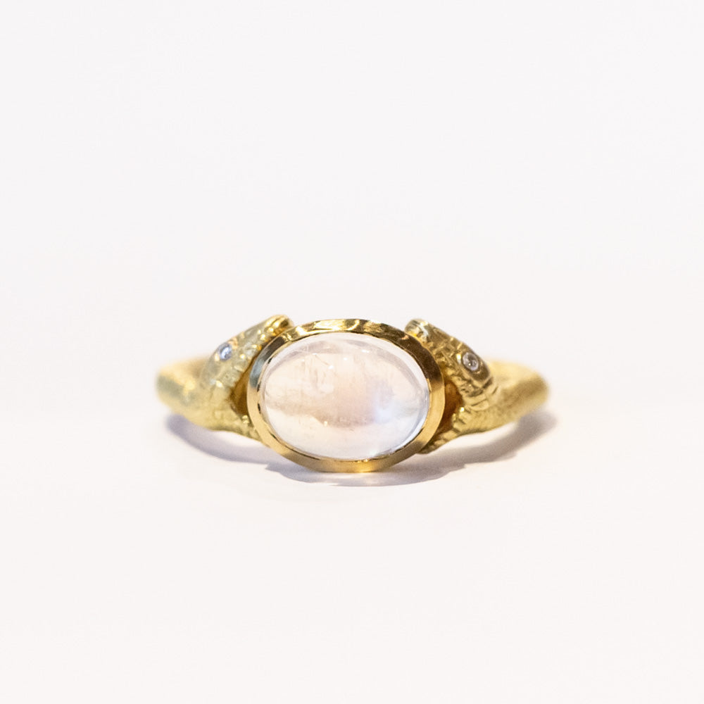 Anthony Lent | Double Headed Serpent Moonstone Ring – LAPIS