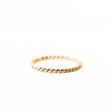 A thin gold band of two twisted wires.