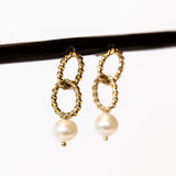 Pearl Twine Link Stud Earrings