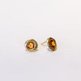 Freeform Rose Cut Orange Sapphire Slice Earrings