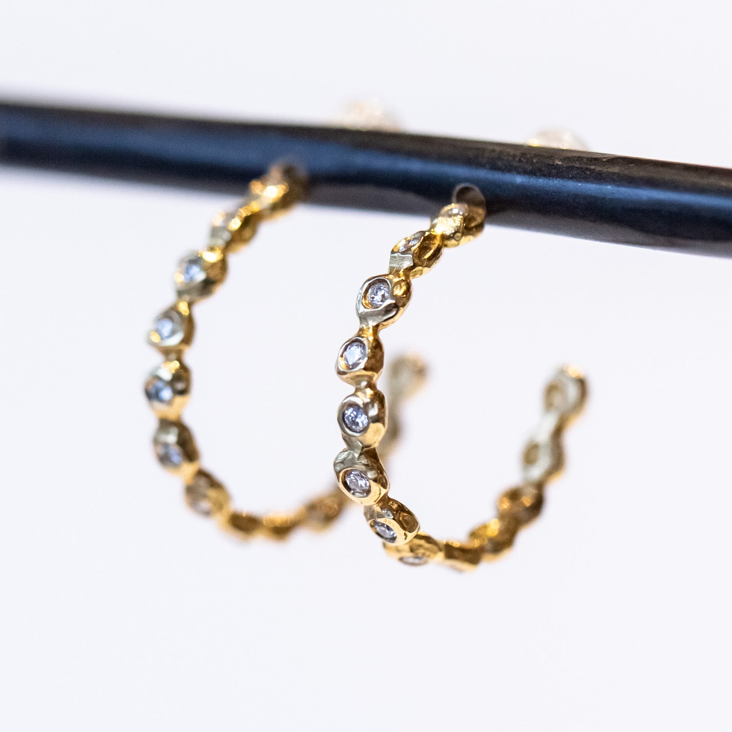 Large Diamond Dot Hoop Earrings