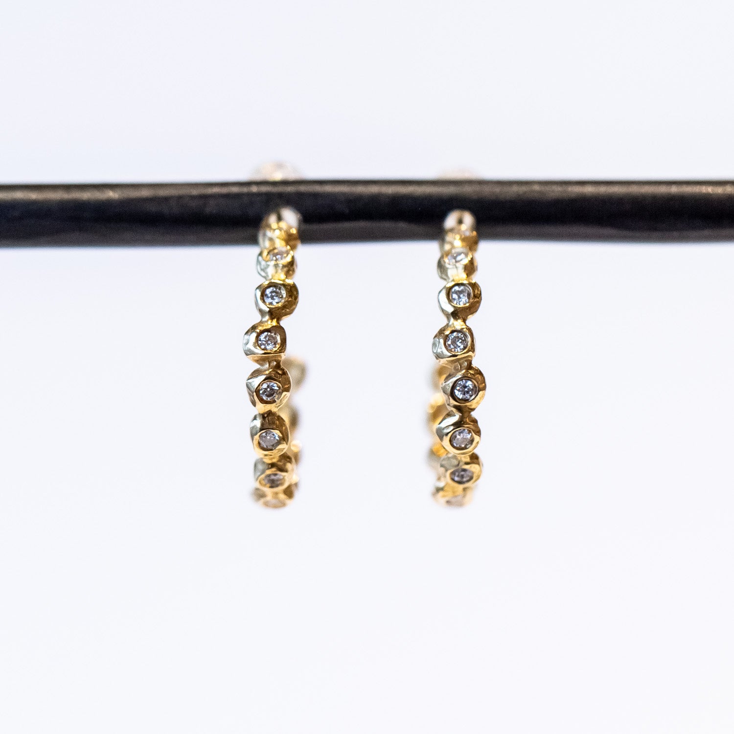 Large Diamond Dot Hoop Earrings