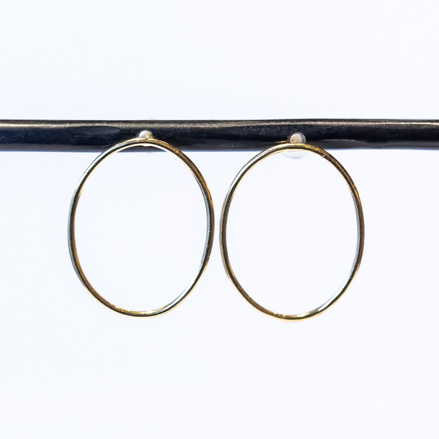 Large Open Oval Hoop Stud Earrings