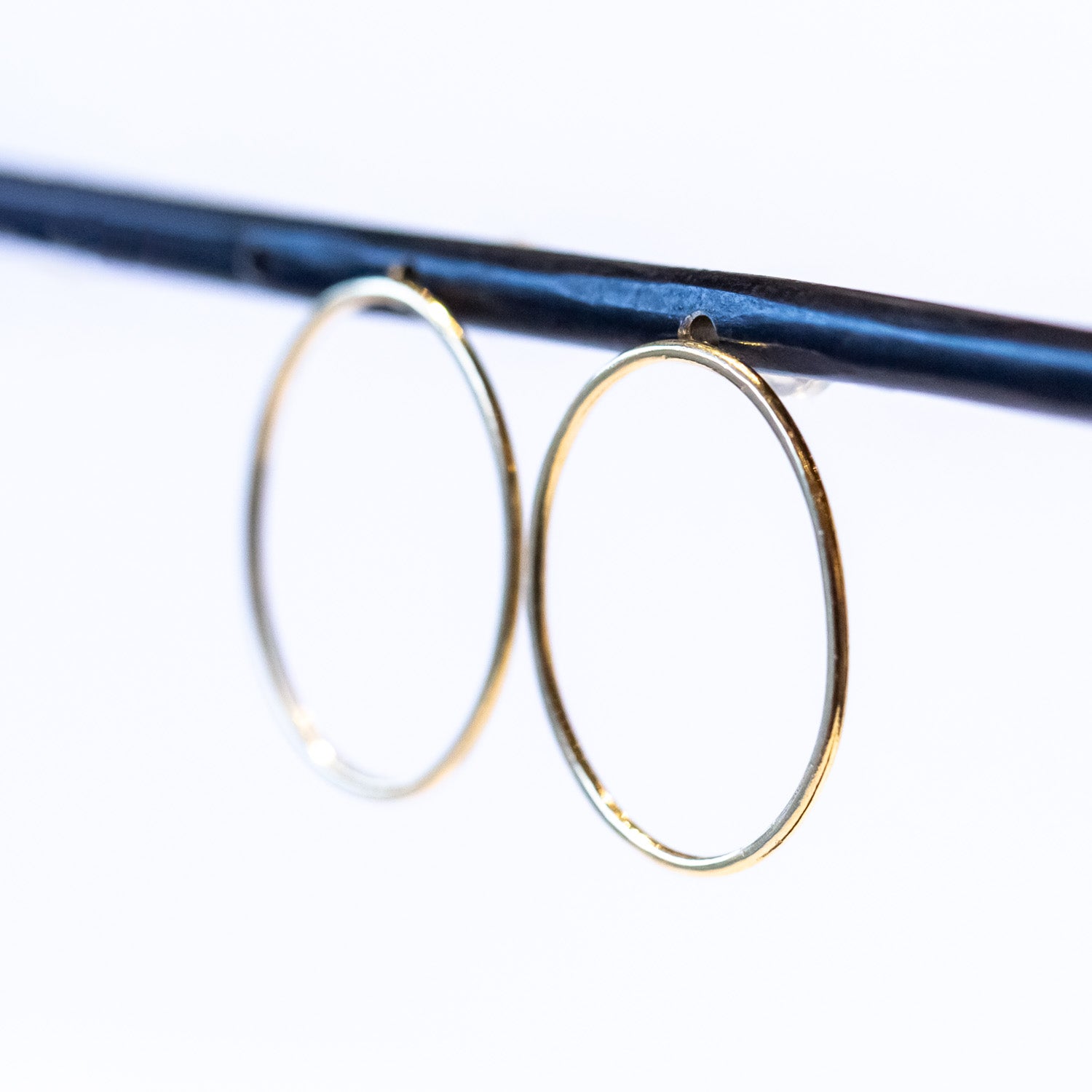 Large Open Oval Hoop Stud Earrings