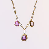 Mixed Setting Triple Pink Sapphire Necklace