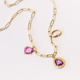 Mixed Setting Triple Pink Sapphire Necklace