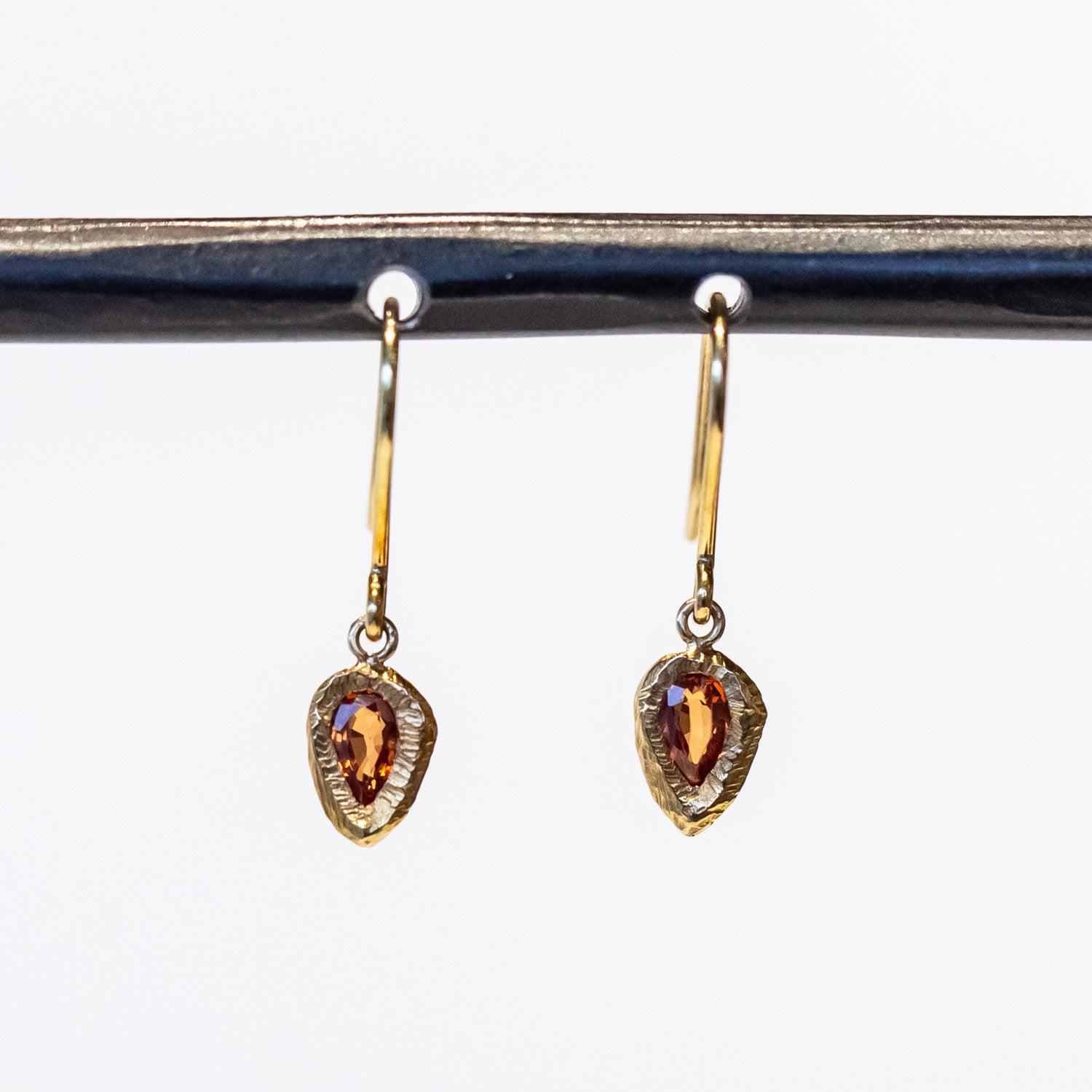 Orange Sapphire Teardrop Earrings