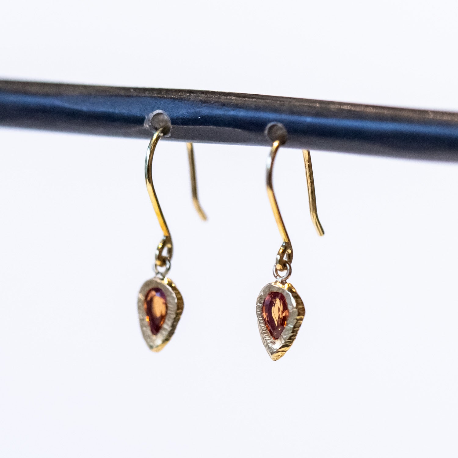 Orange Sapphire Teardrop Earrings