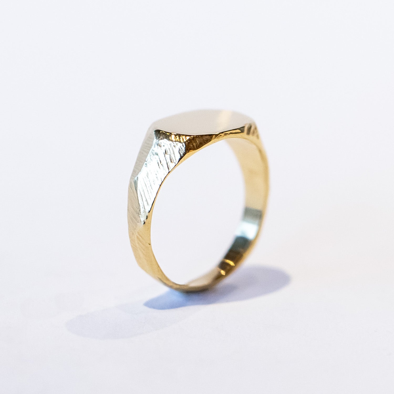 Petite Signet Ring in Carved Gold