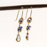 Triple Blue Sapphire Earrings
