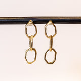 Triple Drop Chain Link Stud Earrings
