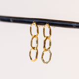 Triple Drop Chain Link Stud Earrings