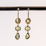 Triple Green Sapphire Earrings