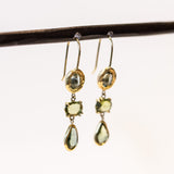 Triple Green Sapphire Earrings
