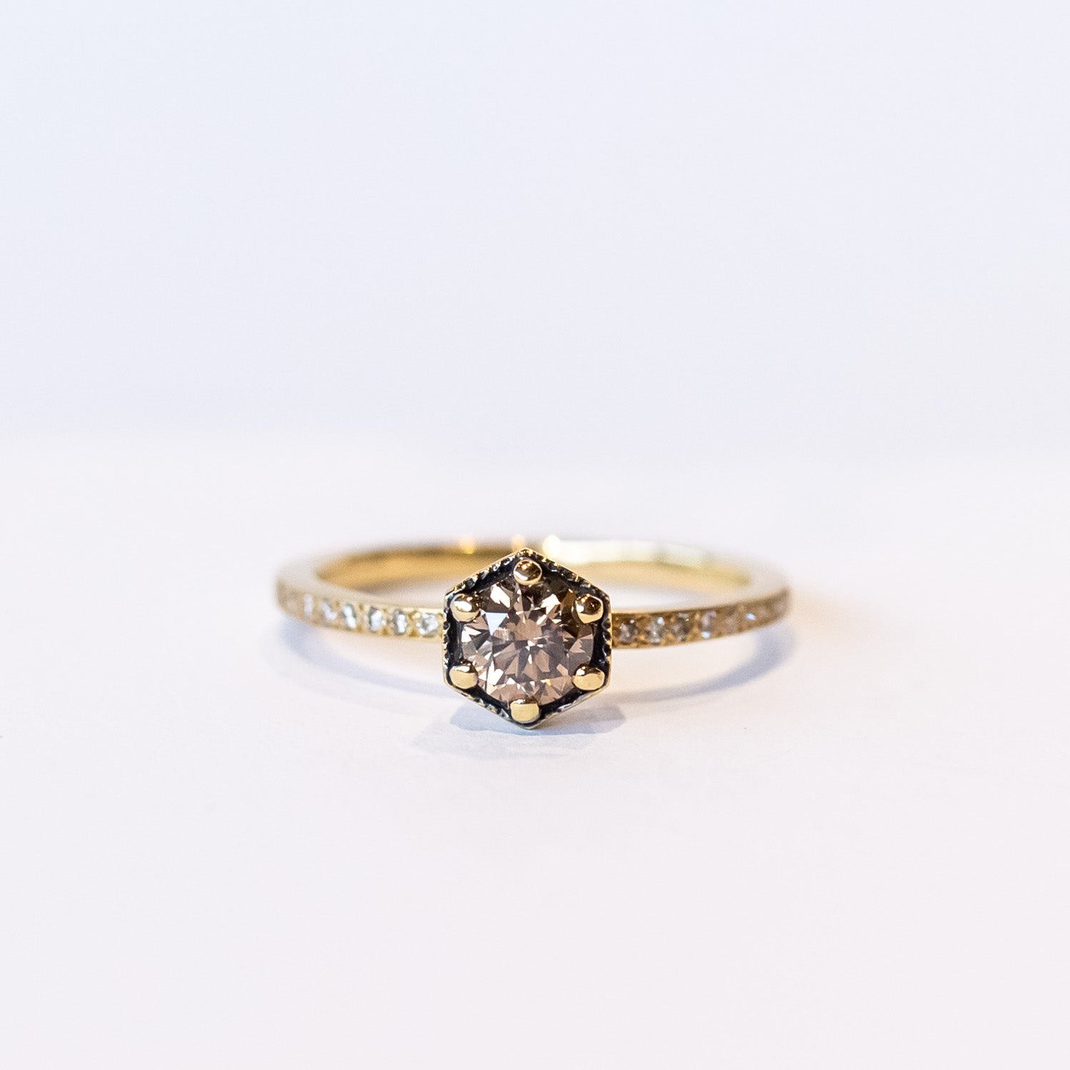 Satomi Kawakita | Brown Diamond Hexagon Pave Ring