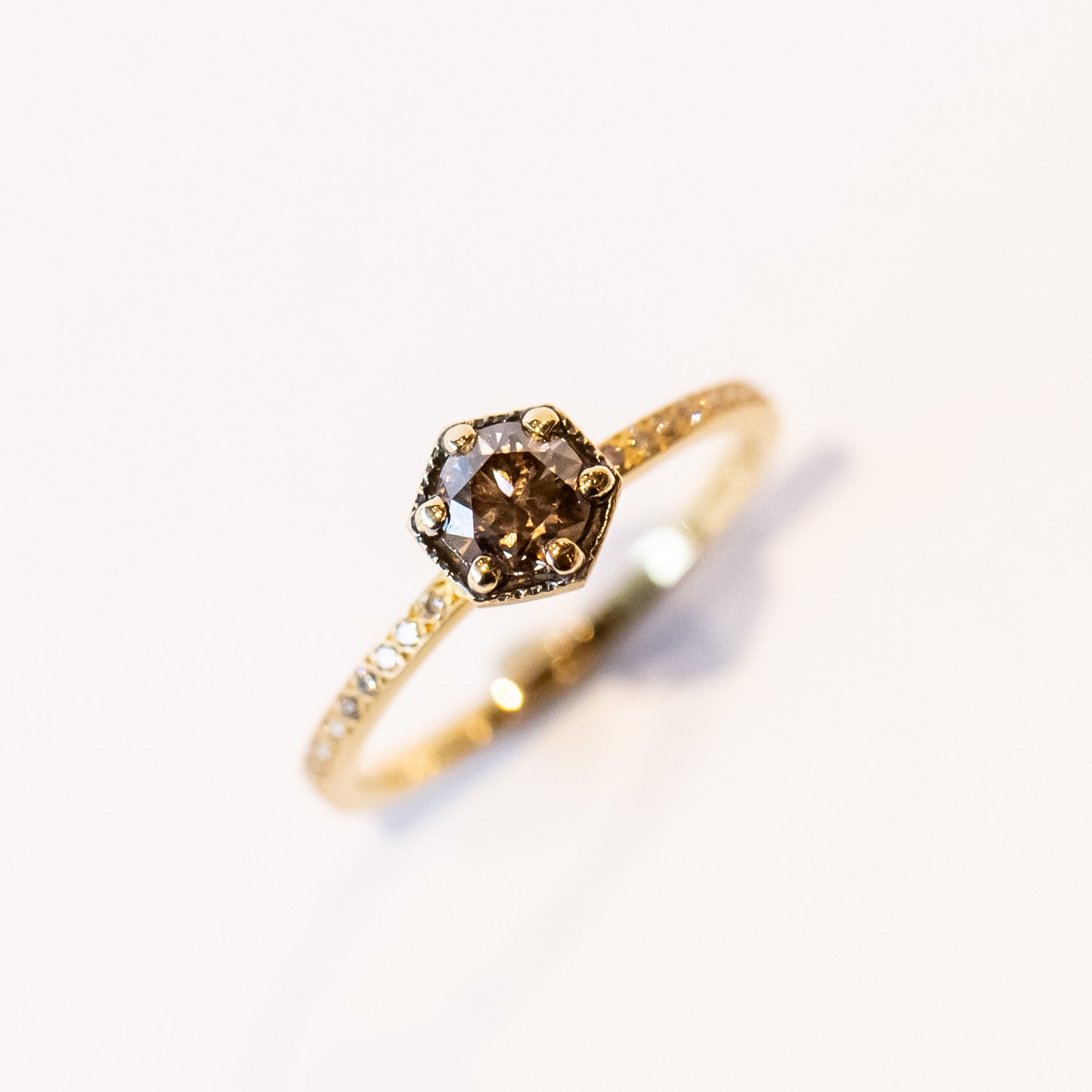 Satomi Kawakita | Brown Diamond Hexagon Pave Ring