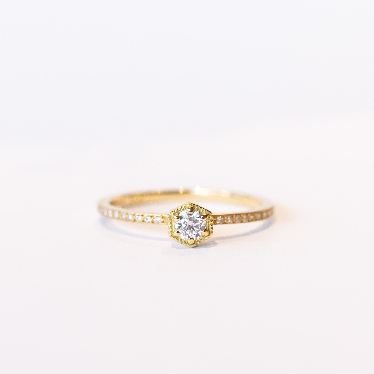 Satomi Kawakita | 3.5mm White Diamond Hexagon Pave Band Ring