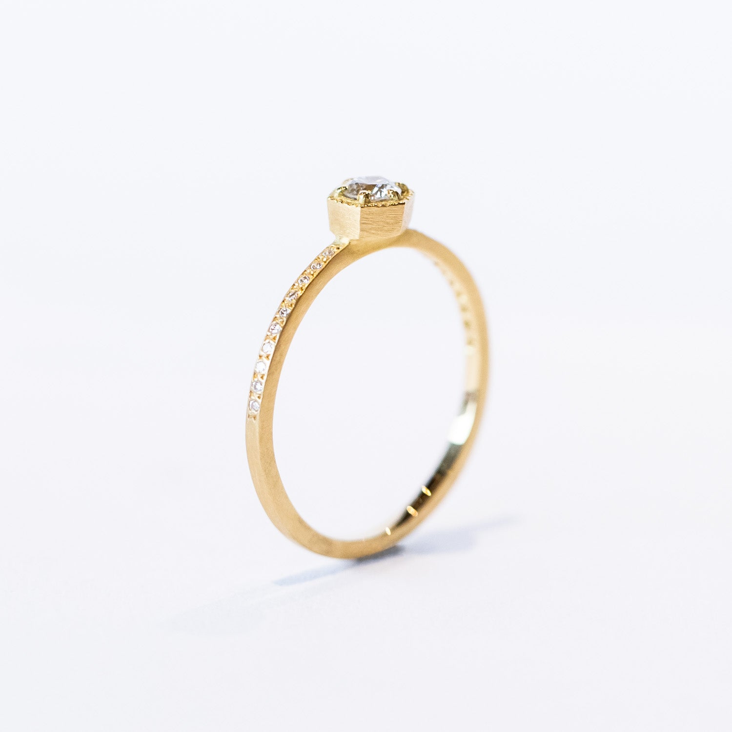 Satomi Kawakita | 3.5mm White Diamond Hexagon Pave Band Ring