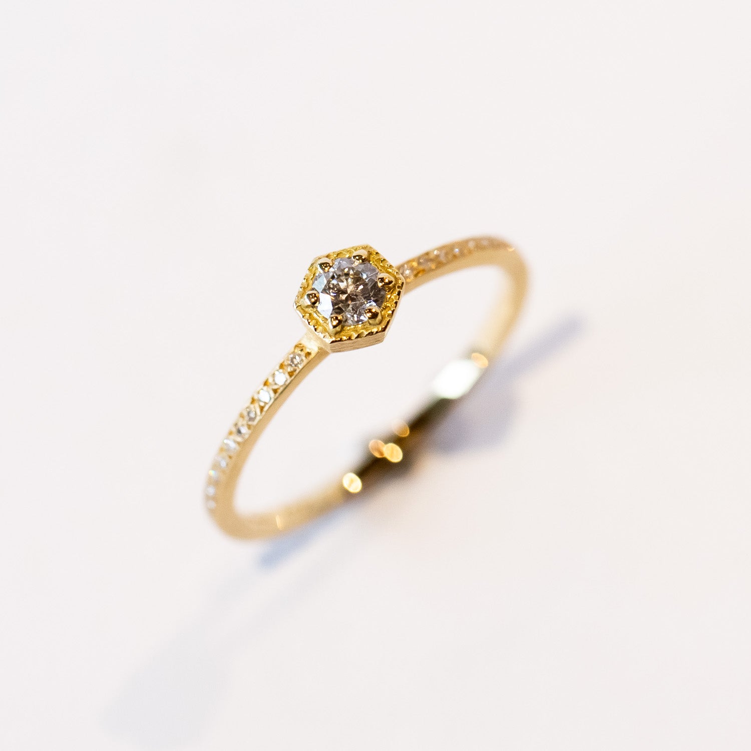Satomi Kawakita | 3.5mm White Diamond Hexagon Pave Band Ring