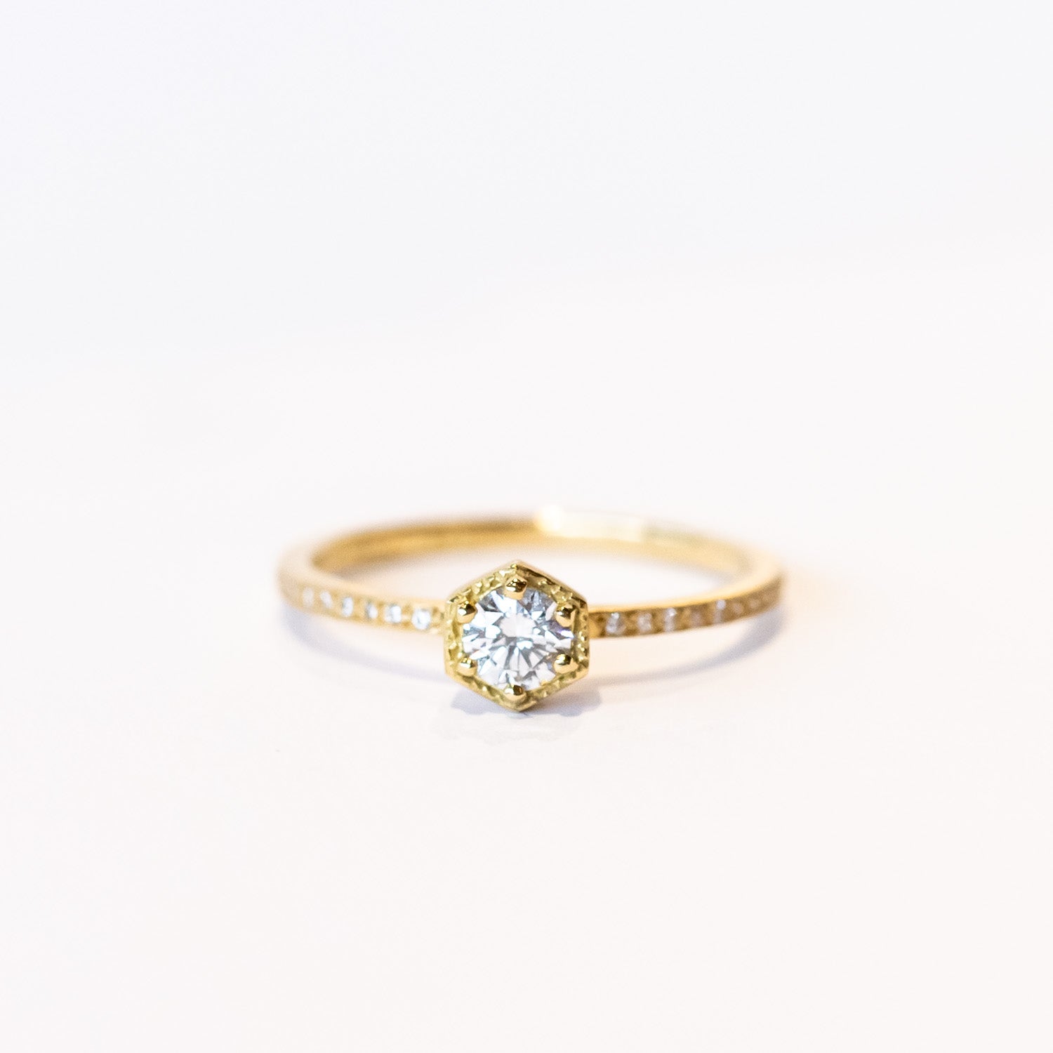 Satomi Kawakita | 4mm White Diamond Hexagon Pave Band Ring
