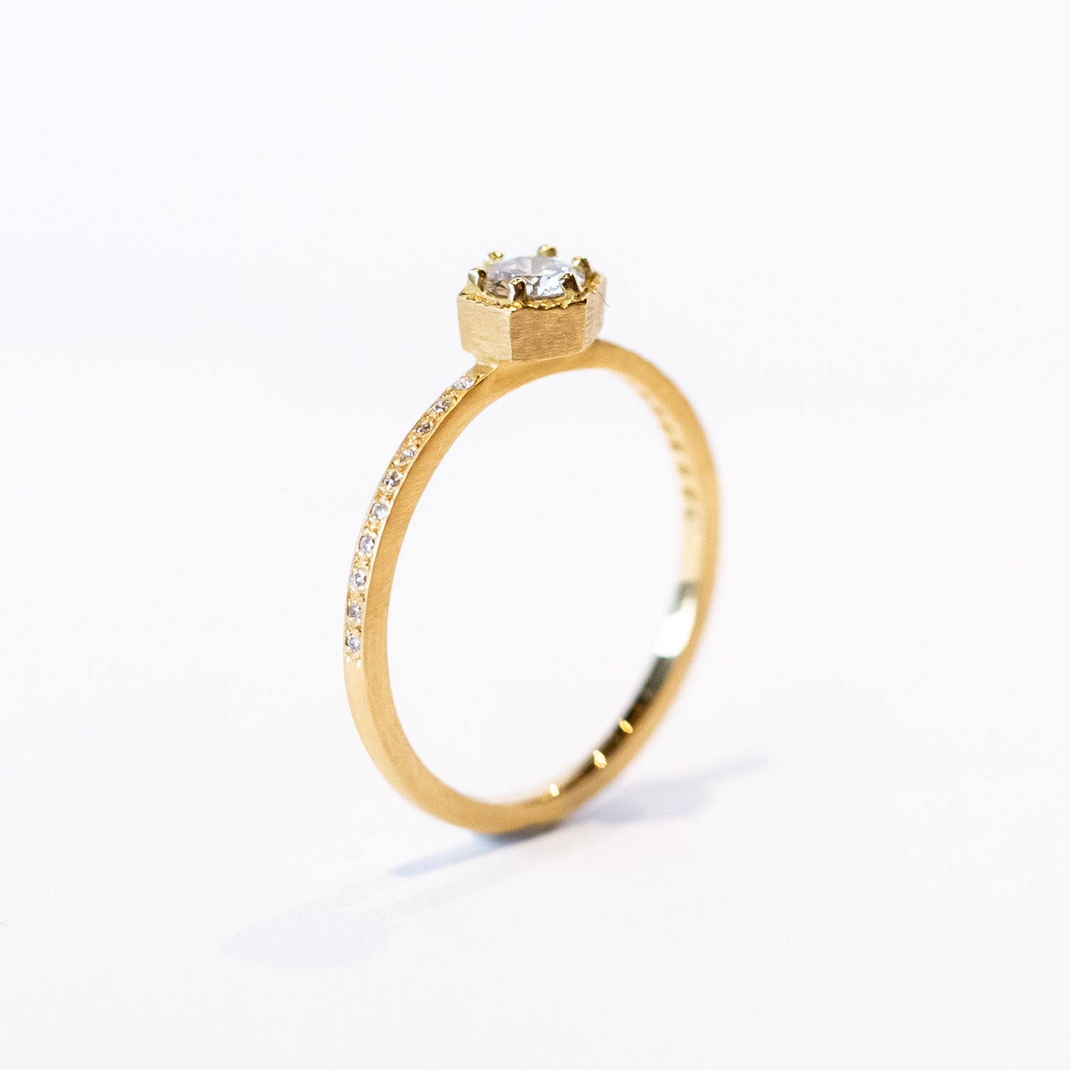 Satomi Kawakita | 4mm White Diamond Hexagon Pave Band Ring