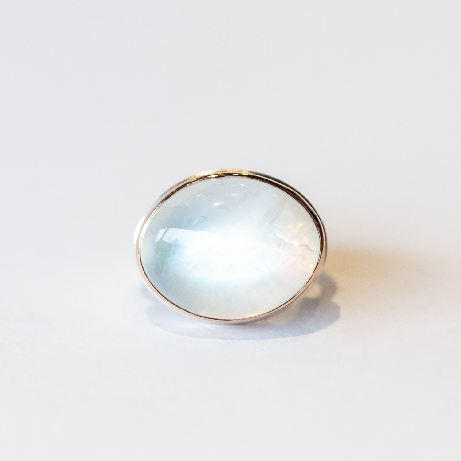 Sterling Silver Large Oval Rainbow Moonstone Ring Sterling Silver Large Oval Rainbow Moonstone Ring