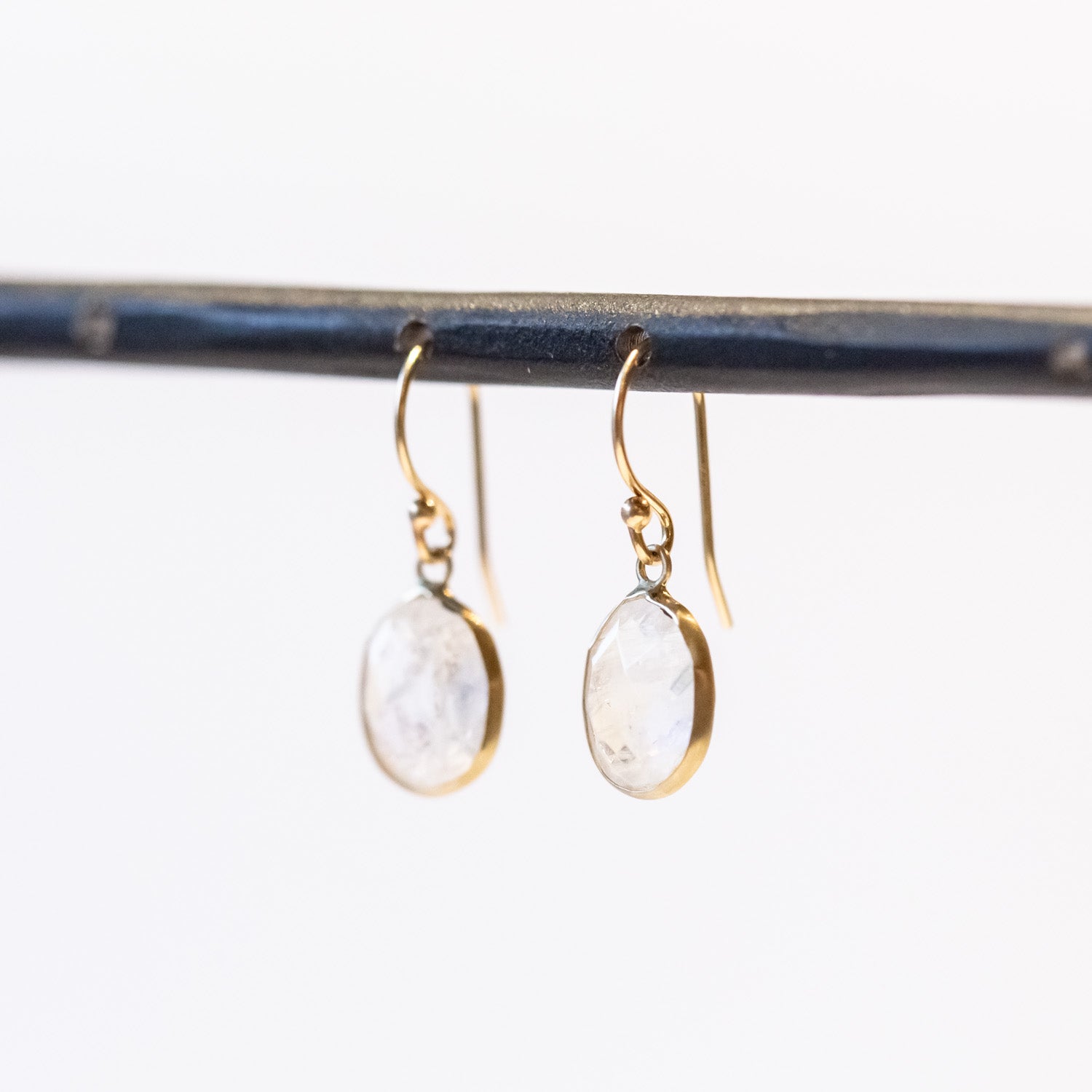 Oval Moonstone Drop Earrings
