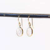 Oval Moonstone Drop Earrings