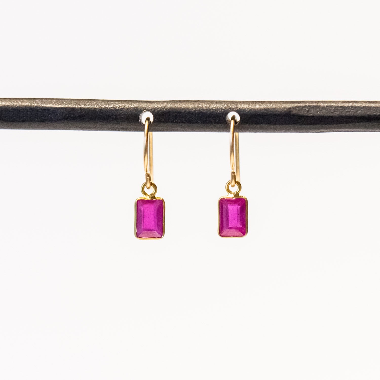 Ruby Baguette Drop Earrings