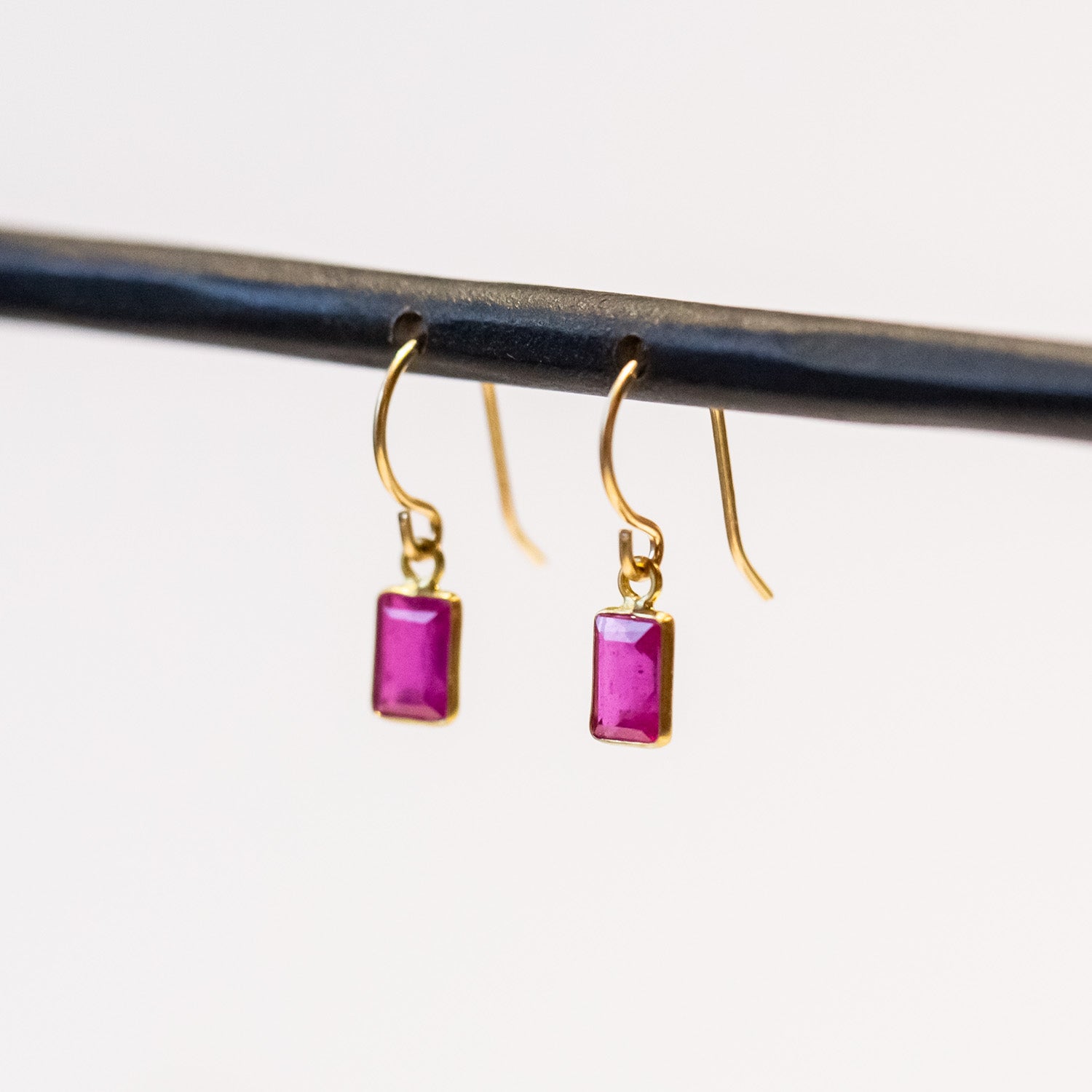 Ruby Baguette Drop Earrings
