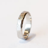 Hand Carved Thick Platinum Wedding Band, 5mm