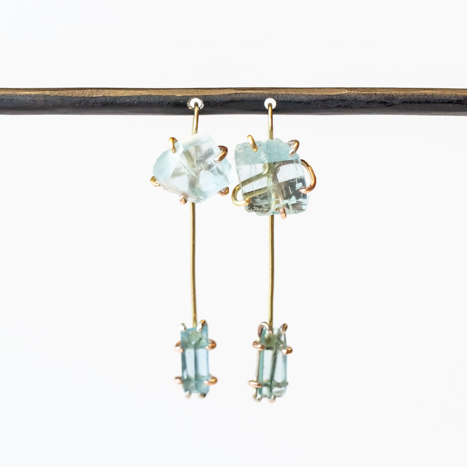 Variance Objects | Long Aquamarine Day to Night Earrings