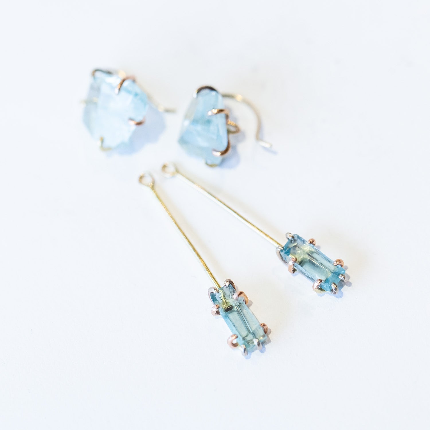 Variance Objects | Long Aquamarine Day to Night Earrings