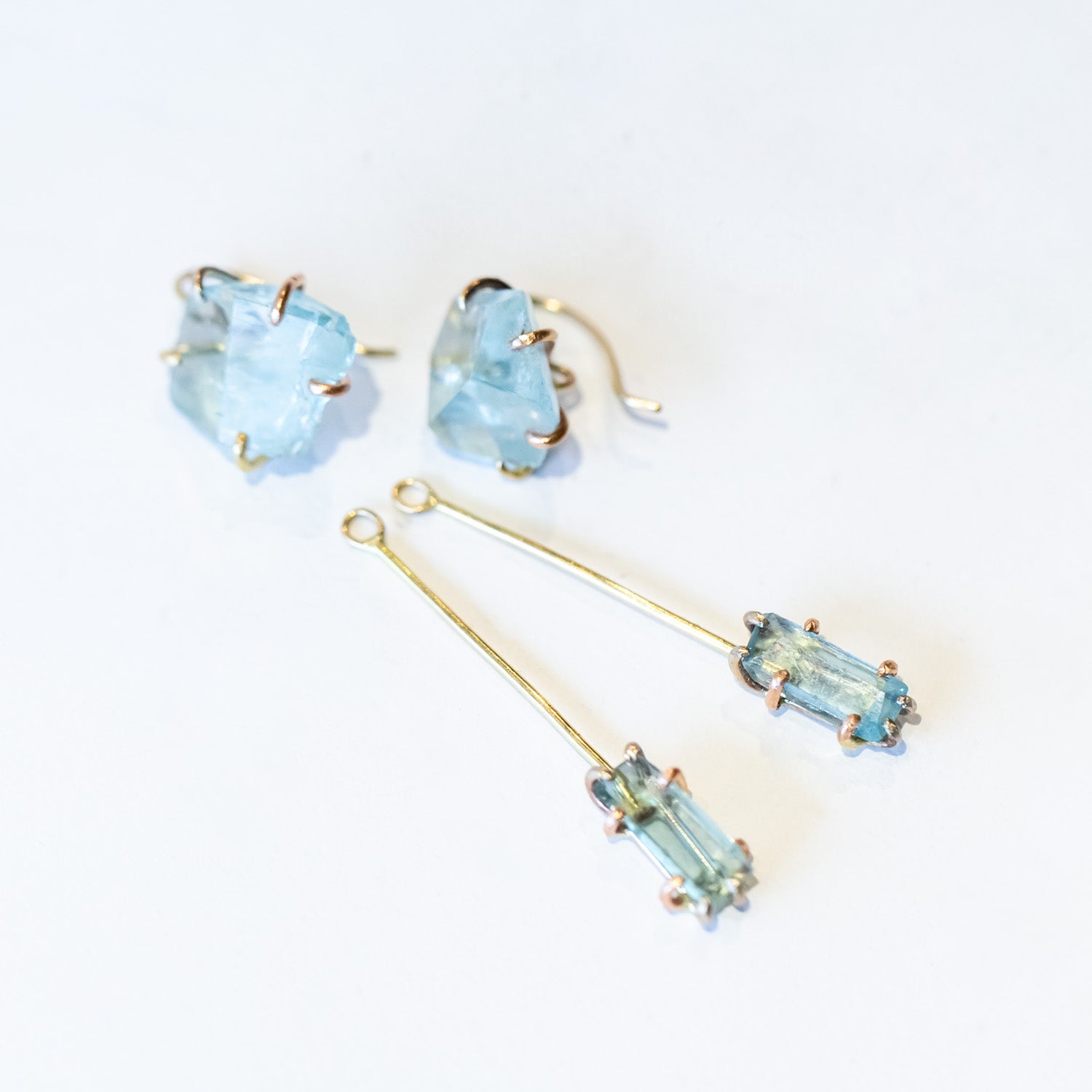 Variance Objects | Long Aquamarine Day to Night Earrings