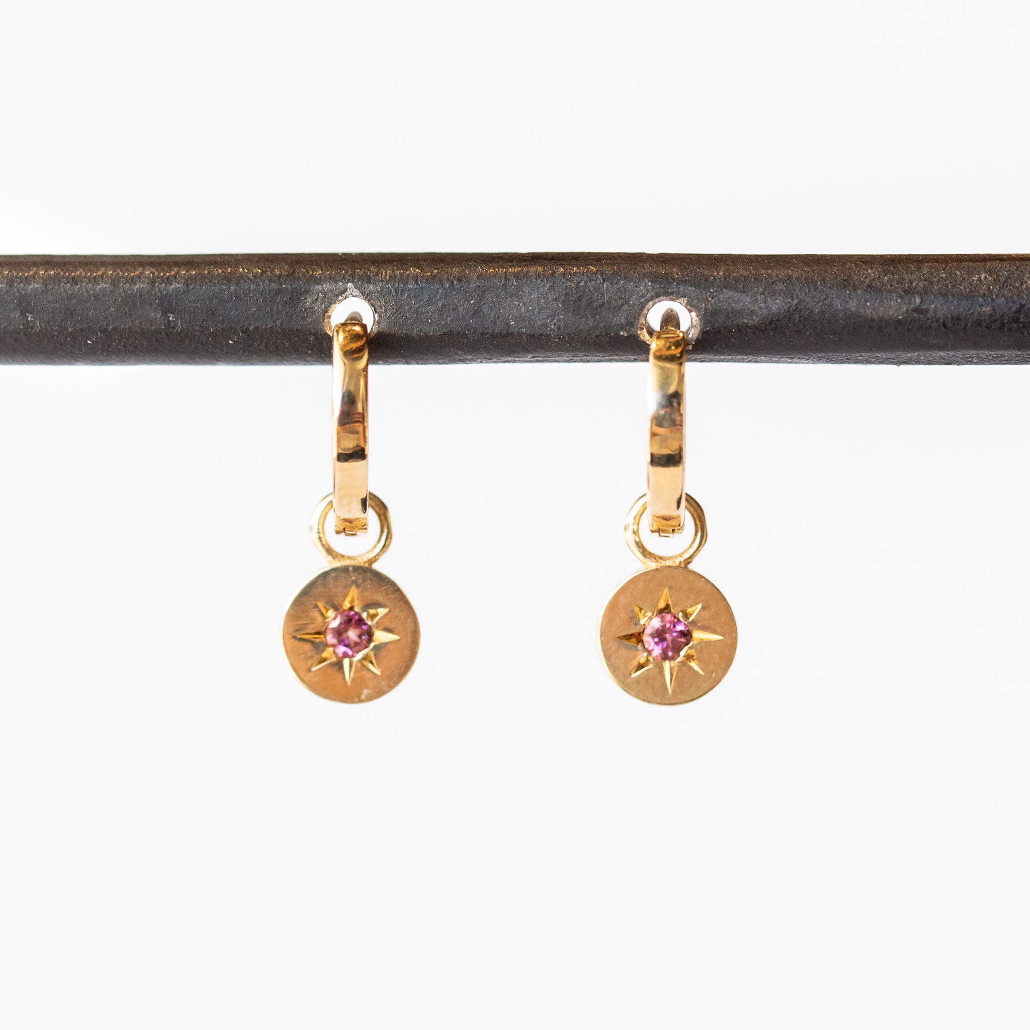 Pink Tourmaline Astral Hoop Earrings