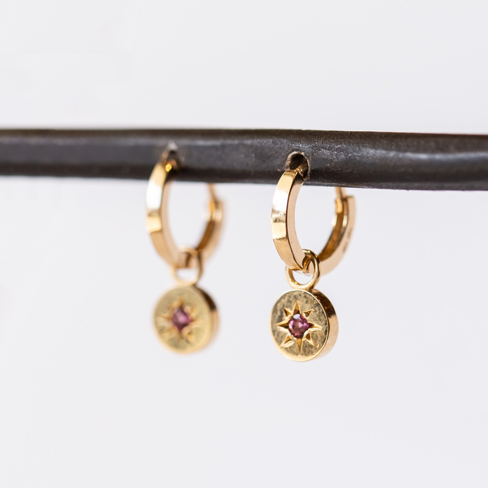 Pink Tourmaline Astral Hoop Earrings